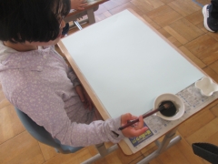 竹の絵を描く