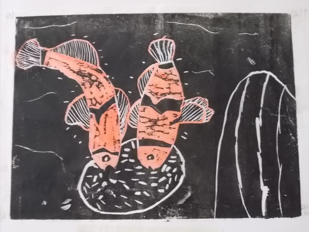 4年図工 木版画 - 四日市市立下野小学校